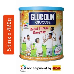 5 tins x420g Glucose Powder + Vitamin D Instant Energy Orange + GIFT + Fast DHL