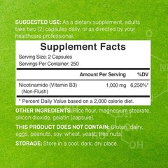Vitamin B3 Nicotinamide 1,000mg Per Serving – 500 500 Count (Pack of 1)