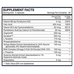 Brain Pill Focus & Memory Cognizin Citicoline Synapsa Bacopa 180 Caps BrainPill