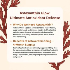 12mg Astaxanthin Antioxidant Supplements Fresh Microalgae Eye Joint Skin Health