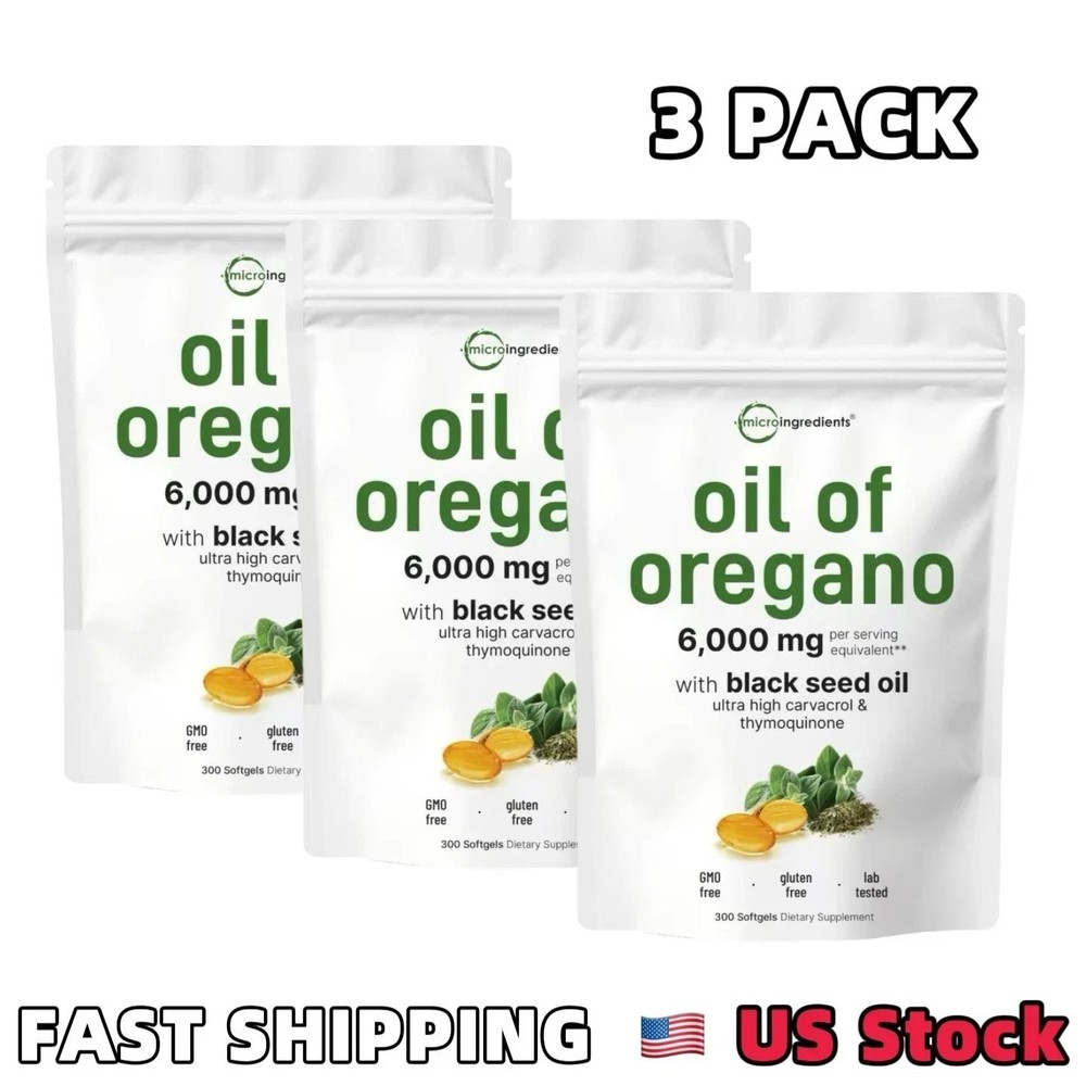 3 Pack Resilia Oil Of Oregano With Black Seed Oil 6,000MG