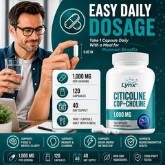 Leaping Lynx Citicoline 1000 mg (CDP Choline) Capsules 120 Count (Pack of 1)