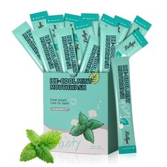 Liillya Alcohol-Free Mouthwash Packets, Single 0.4 Fl Oz (Pack of 20), Green