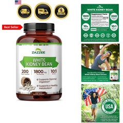 White Kidney Bean 10:1 Extract, 1800 mg per Serving, 200 Capsules, 2+ Suppl…