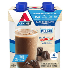 Atkins Dark Chocolate Royale Flavored High Protein Shake, Keto Shake, 4 Ct