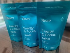New Neuro Mints Energy and Focus 90 Pieces Wintergree Natural Caffeine Exp.8/27