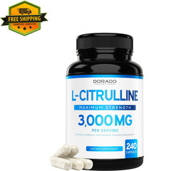 L-Citrulline 3000mg GMP Certified & Non-GMO Free Form Amino 240 Capsules