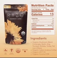 RYZE SUPERFOODS Organic Mushroom Coffee, 6 Adaptogenic Mushrooms | Energy, Focus