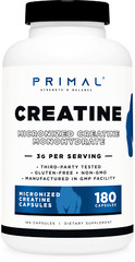 Primal Creatine Monohydrate 3,000 mg, 180 Caps – Micronized Non-GMO Creatine