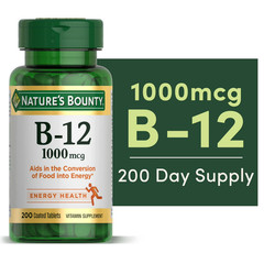Nature’s Bounty Vitamin B12 1000 mcg Supplements, 200 200 Count (Pack of 1)