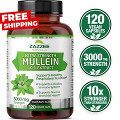 Zazzee Extra Strength Mullein 10:1 Extract, 3000 mg Strength, 120 Vegan Capsules