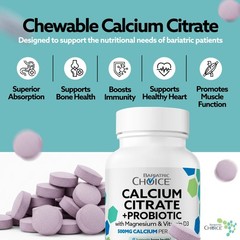Bariatric Choice Chewable Calcium Citrate 500Mg Vitamin D3 For Bariatric