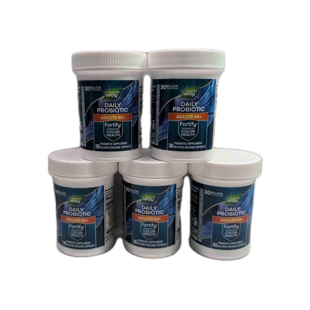 (5) Fortify 50+ Probiotics+Prebiotics 30 Bilion 30 Capsules Each. Exp: 01/2026+