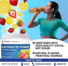 Dr. Berg Zero Sugar Keto Electrolyte Powder, Strawberry Lemonade, 50 Servings