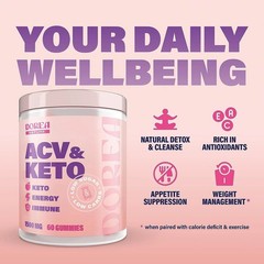 Keto ACV Gummies 1500 mg Vegan Natural Detox Weight Loss Support Low Sugar LOT 2