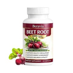 Beravia Beetroot Capsules 1300mg, Vegan, Non-GMO, And Gluten-Free – 60 Capsule1