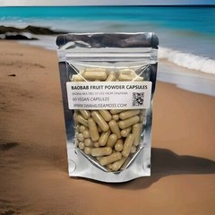 Baobab Fruit Powder 60 Vegan Capsules Size 00 750mg Raw Organic Herbs & Spices