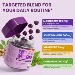 VEV UPMAGO BISGLYCINATE MAGNESIUM GUMMIES 4 IN 1 FORMULA WITH ASHWAGANDHA & B6