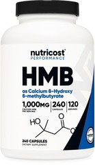 Nutricost HMB (Beta-Hydroxy Beta-Methylbutyrate) 1000mg 240 Count (Pack of 1)