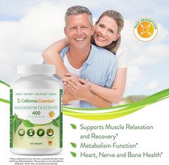 MAGNESIUM GLYCINATE BONE HEART HEALTH MUSCLE AND NERVE HEALTH 400mg FREE SHIP