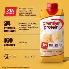 30g Protein Shake Bananas and Cream No Sugar Vitamins Shake Premier Protein