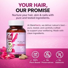 3x ZERO.HARM Biotin 10000mcg Hair Skin Nails 60 Tabs