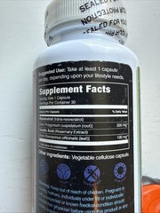 Bio Active Resolitrol Dietary Supplement 30 Veggie Capsules Exp 09/2024