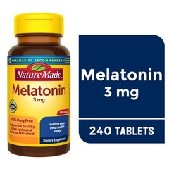 Nature Made Melatonin 3 mg Tablets, 100% Drug Free Sleep Aid for Adults, 240 New