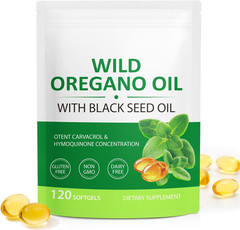 Oil of Oregano with Black Seed Oil, Oil of Oregano Capsules 6000Mg, 2 in 1 Formu