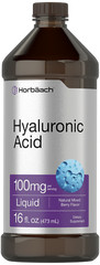 Hyaluronic Acid Liquid | 16 fl oz | 100 mg | Vegan | Berry Flavor | by Horbaach