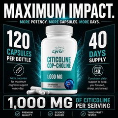 Leaping Lynx Citicoline 1000 mg (CDP Choline) Capsules 120 Count (Pack of 1)