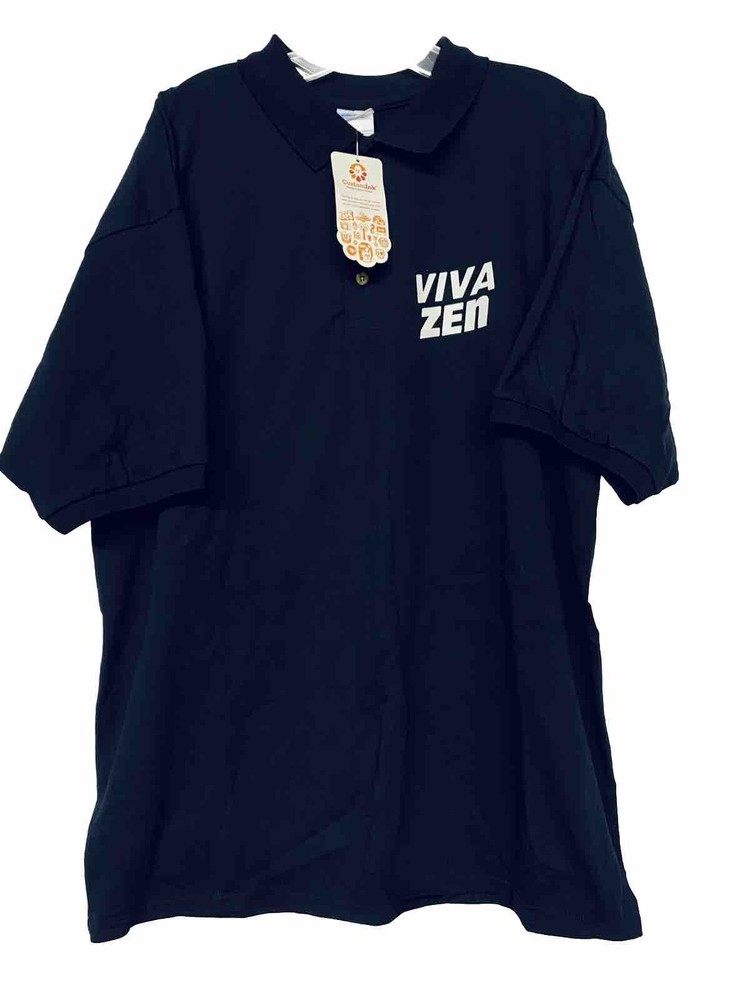 Vivazen Viva Zen New With Tags Black Polo Shirt Double Sided Graphics Size XL