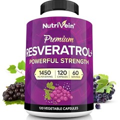 Nutrivein Resveratrol 1450mg – 120 Capsules – Anti-Aging Antioxidant Supplement