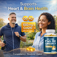 Fish Oil Omega 3 Fatty Supplements Heart, Brain, Immune Support – 60 Softgels