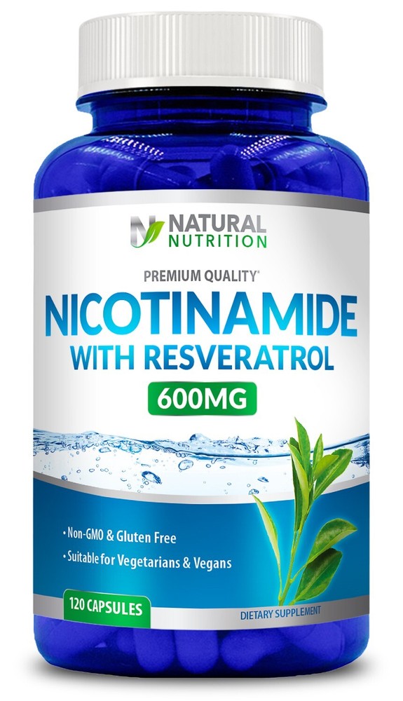 Nicotinamide with Resveratrol 600mg Vitamin B3 – 120 Veggie Caps Free SHIPPING