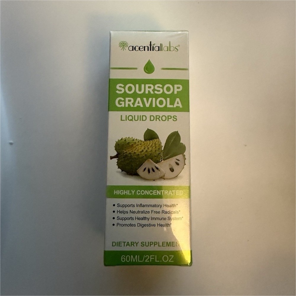 Acentialabs Soursop Graviola Liquid Drops w/ Vitamin C 2 fl oz Vegan