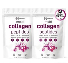 Multi Collagen Peptides Powder 2 lb Hydrolyzed Protein Peptide Type I,II,III,V,X