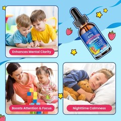 Magnesium Glycinate Liquid for Kids Sleep Calm Focus Drops Strawberry