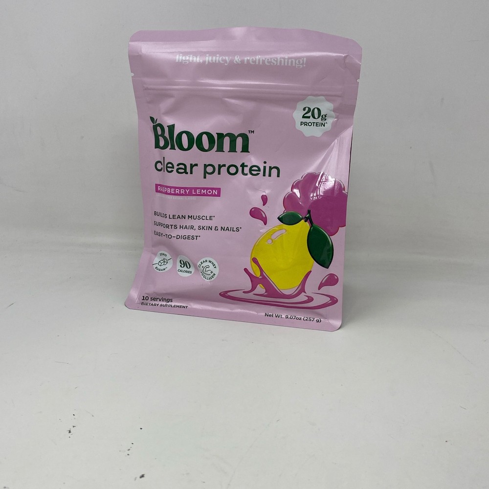 Bloom Clear Protein Raspberry Lemon 10 Servings 9.07oz 20g Protein