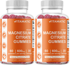 2 Pack Vitamatic Magnesium Citrate Gummies 600mg per Serving – 60 Vegan Gummies