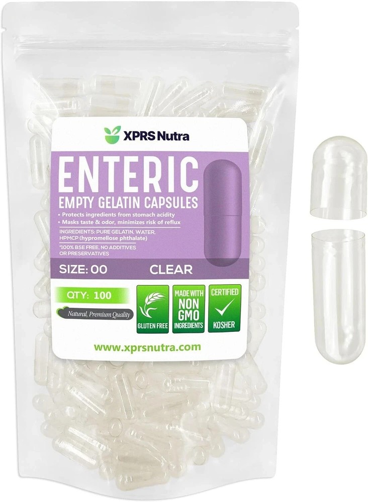 Size 00 Clear Enteric Empty Gelatin Pill Caps Capsules Delayed GelCaps