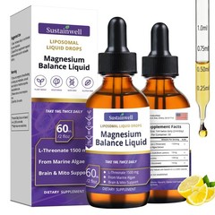 Magnesium L-Threonate Liquid Drops L 2.04 Fl Oz (Pack of 2)