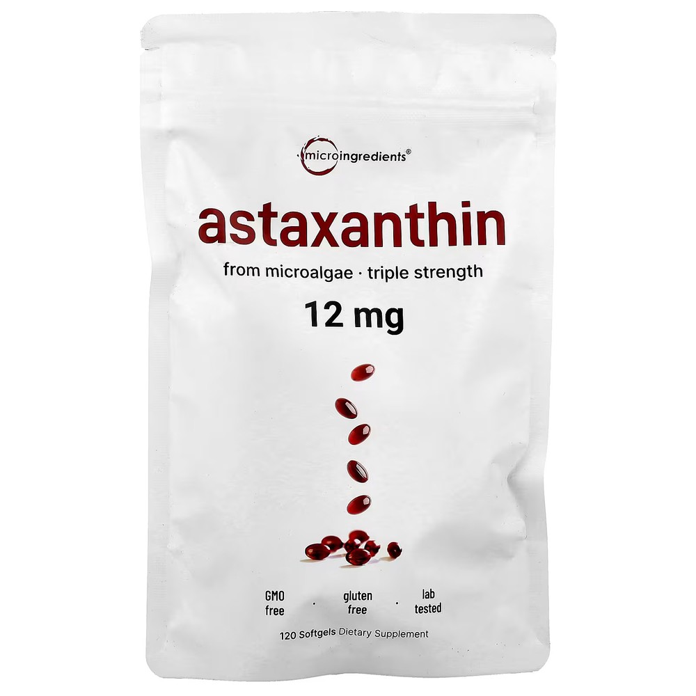 Astaxanthin 12mg 120gels Fresh Microalgae Source Antioxidant/Skin/Eye/Joint