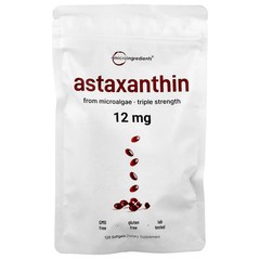 Astaxanthin 12mg 120gels Fresh Microalgae Source Antioxidant/Skin/Eye/Joint