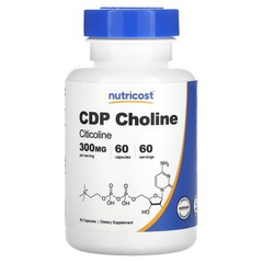 2 X Nutricost, CDP Choline, Citicoline, 300 mg, 60 Capsules-Worldwide