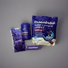 MoonBrew Melatonin-Free Sleep Bundle – Caramel Chocolate Powder, Strawberry Gumm