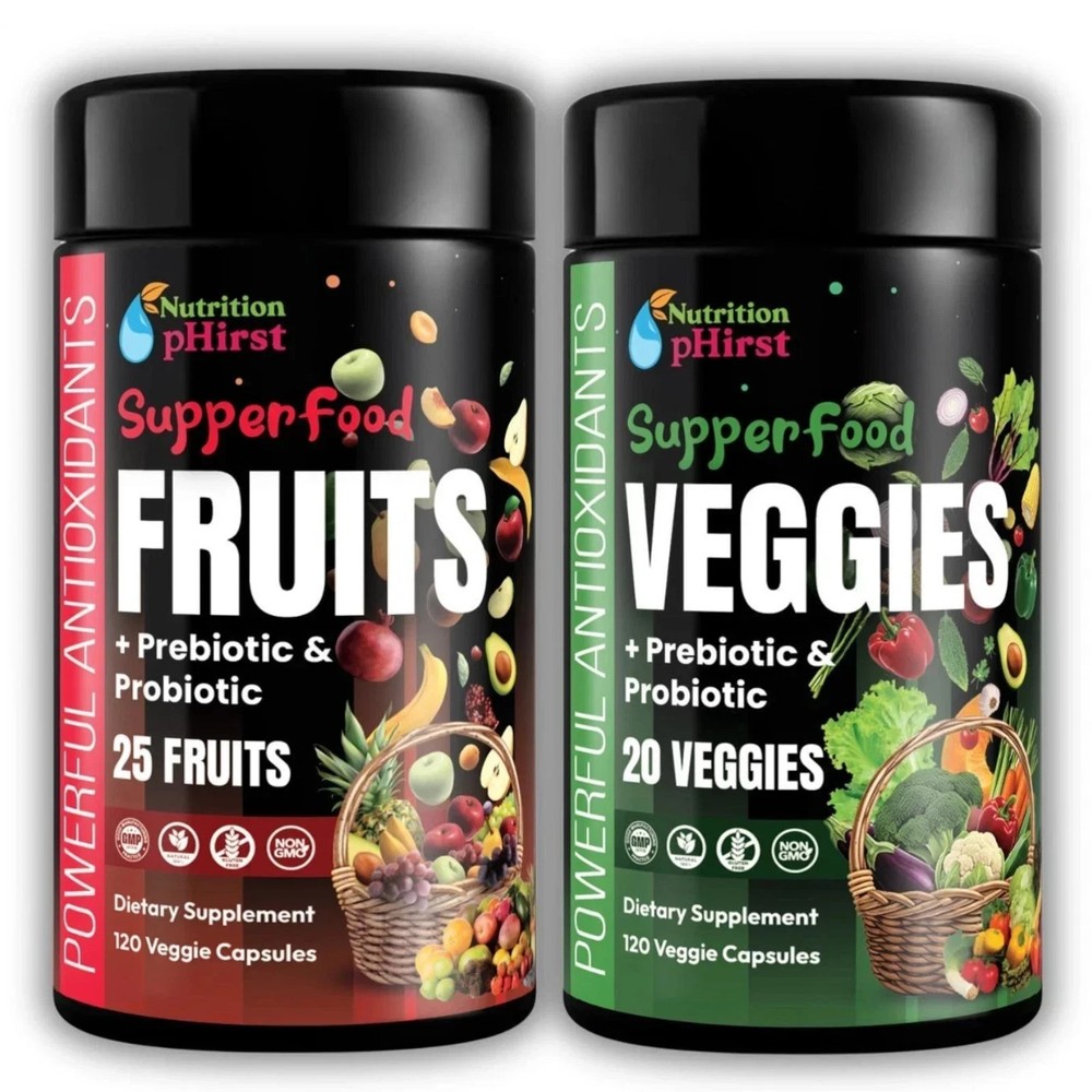 New Daily Fruits and Veggies Whole Food Supplement with Superfood 240 Capsules