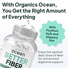 Organics Ocean Better Fiber 90 Caps Psyllium Slippery Elm Stool Support