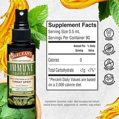 Immune Support Olive Leaf Throat Spray, Peppermint Flavor, 1.5 fl oz