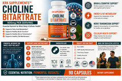 2 Choline Bitartrate 900mg serving Brain Memory Booster Nootropic Fatty Liver